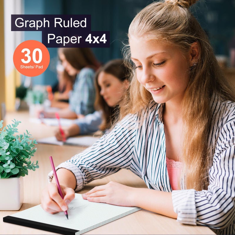 Vishoitty Graph Paper, Grid Paper 8.5 x 11 Graph Paper Pad, [2 Pack] Quad Ruled Grid Paper Pad, 4x4 Squared Legal Pad 30 Sheets per Quadrille Paper for School Office Supplies, Double-Printing, Easy Tear-Off - Image 4